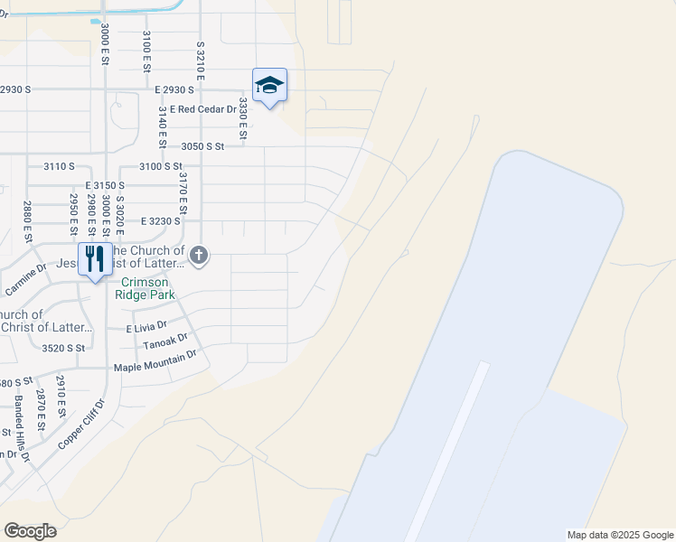 map of restaurants, bars, coffee shops, grocery stores, and more near 3330 Walnut Canyon Drive in St. George
