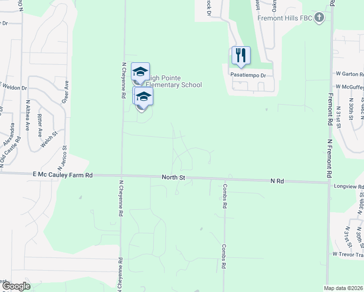 map of restaurants, bars, coffee shops, grocery stores, and more near 1355 North Road in Nixa