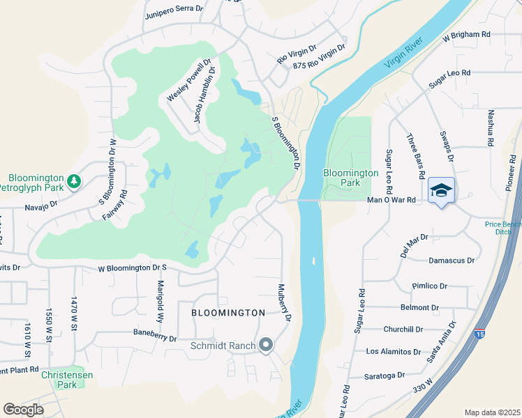 map of restaurants, bars, coffee shops, grocery stores, and more near 944 W Bloomington Drive South in St. George