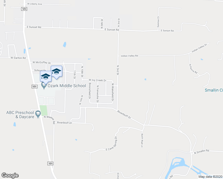 map of restaurants, bars, coffee shops, grocery stores, and more near 3513 North Wakefield Drive in Ozark