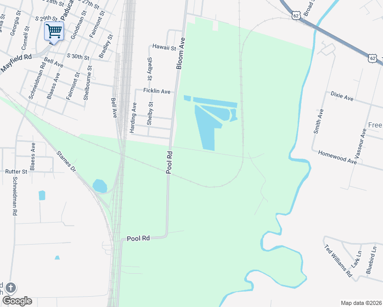 map of restaurants, bars, coffee shops, grocery stores, and more near 1400-1420 Bechtdolt Road in Paducah