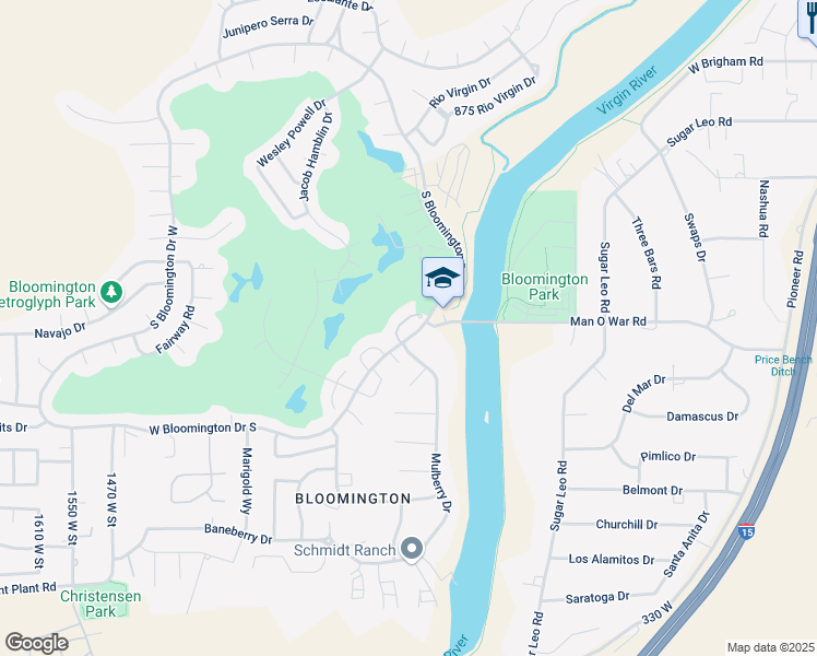 map of restaurants, bars, coffee shops, grocery stores, and more near 944 West Bloomington Drive South in St. George