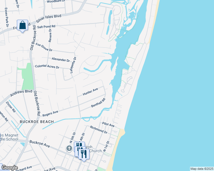map of restaurants, bars, coffee shops, grocery stores, and more near 314 Benthall Road in Hampton