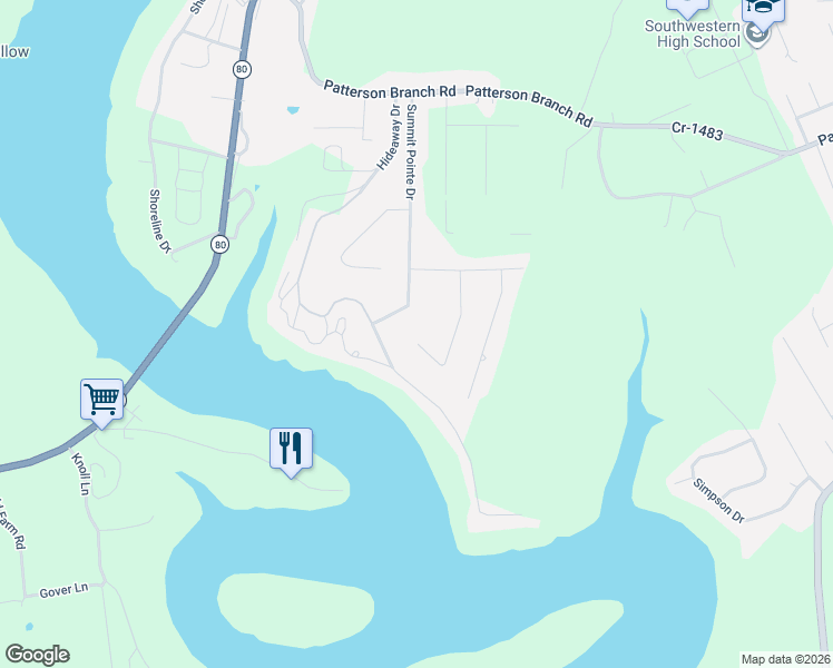 map of restaurants, bars, coffee shops, grocery stores, and more near Wind Song Drive in Somerset