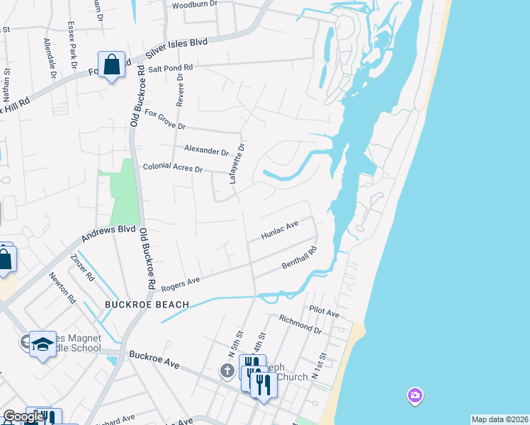 map of restaurants, bars, coffee shops, grocery stores, and more near 202 Benthall Road in Hampton