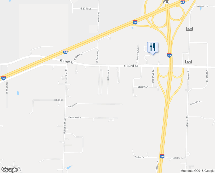 map of restaurants, bars, coffee shops, grocery stores, and more near 3305 Kenser Road in Joplin
