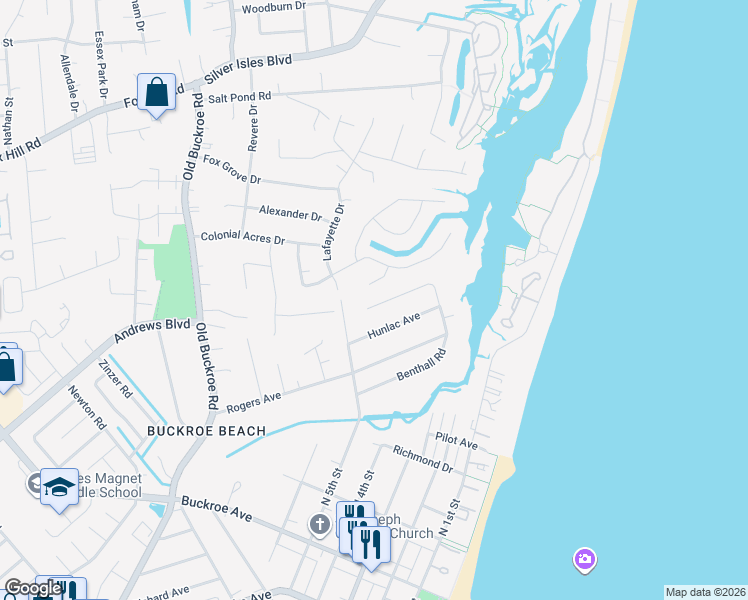 map of restaurants, bars, coffee shops, grocery stores, and more near 202 Benthall Road in Hampton