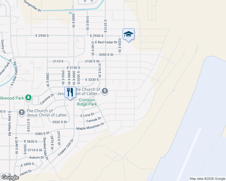 map of restaurants, bars, coffee shops, grocery stores, and more near 3263 Crimson Ridge Drive in Washington