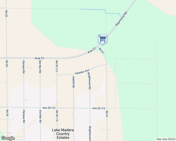 map of restaurants, bars, coffee shops, grocery stores, and more near 31341 Brightwood Road in Madera
