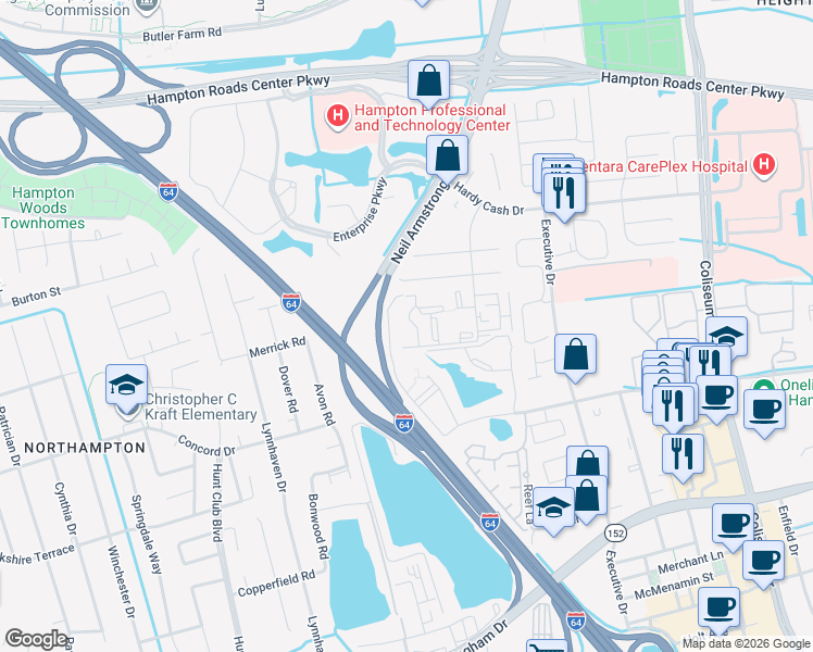 map of restaurants, bars, coffee shops, grocery stores, and more near 159 Cape Dorey Drive in Hampton