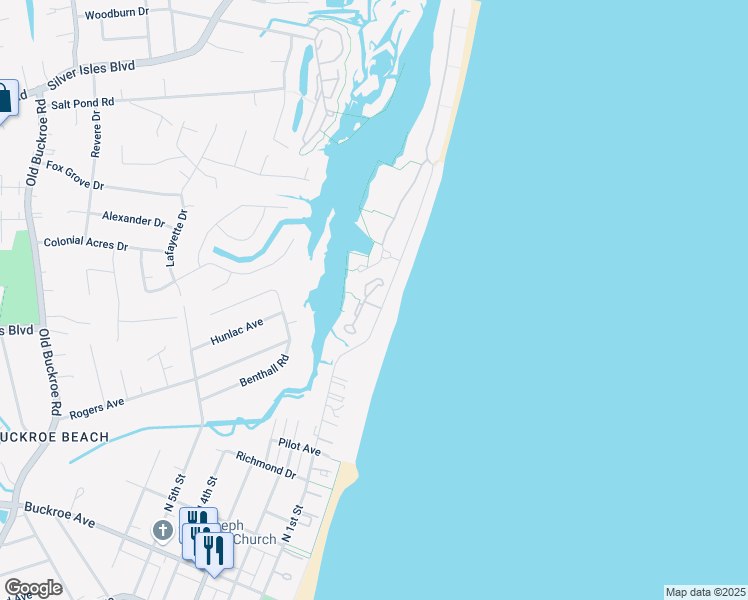 map of restaurants, bars, coffee shops, grocery stores, and more near 1026 High Dunes Quay in Hampton