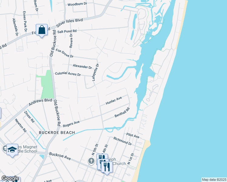 map of restaurants, bars, coffee shops, grocery stores, and more near 211 Benthall Road in Hampton