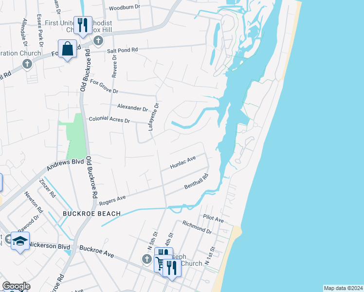 map of restaurants, bars, coffee shops, grocery stores, and more near 211 Benthall Road in Hampton