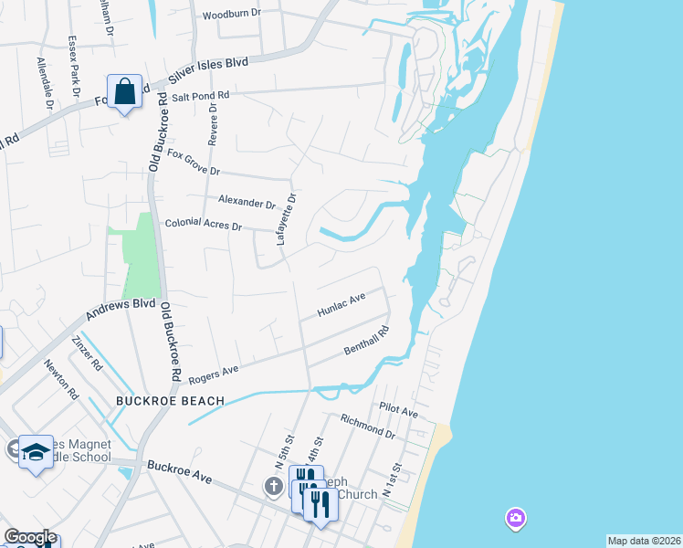 map of restaurants, bars, coffee shops, grocery stores, and more near 50 Chowning Drive in Hampton
