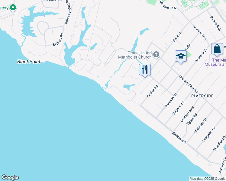map of restaurants, bars, coffee shops, grocery stores, and more near 1213 Riverside Drive in Newport News