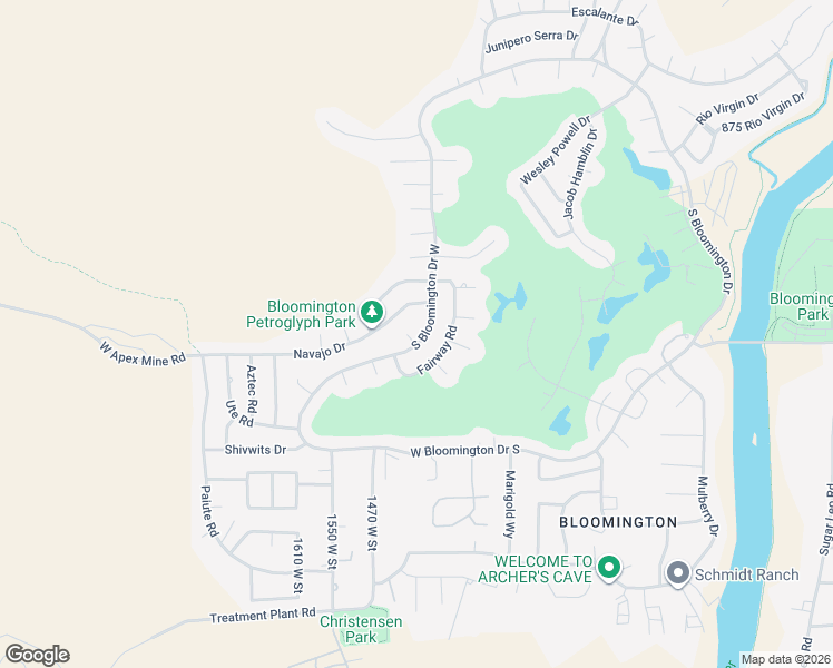 map of restaurants, bars, coffee shops, grocery stores, and more near 3292 South Bloomington Drive West in St. George