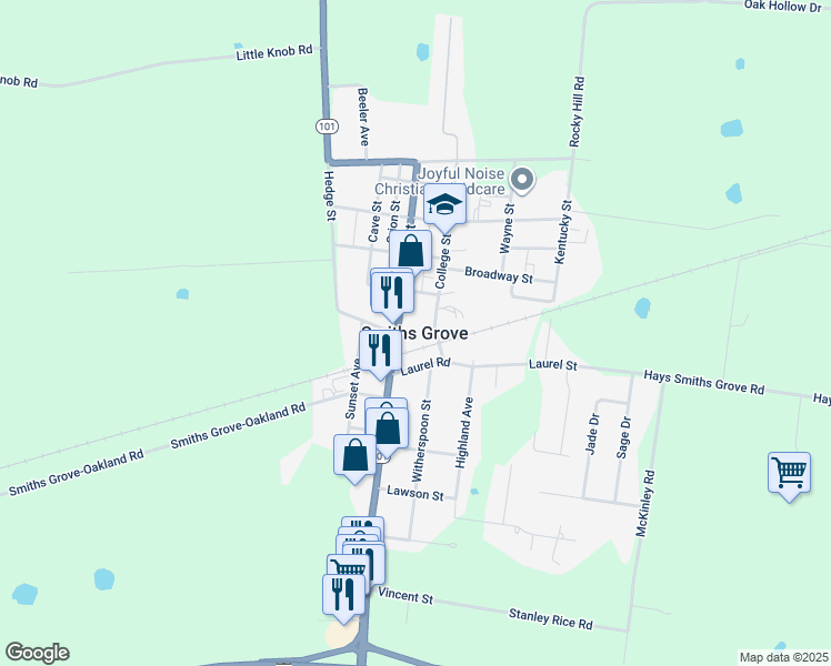 map of restaurants, bars, coffee shops, grocery stores, and more near in Smiths Grove