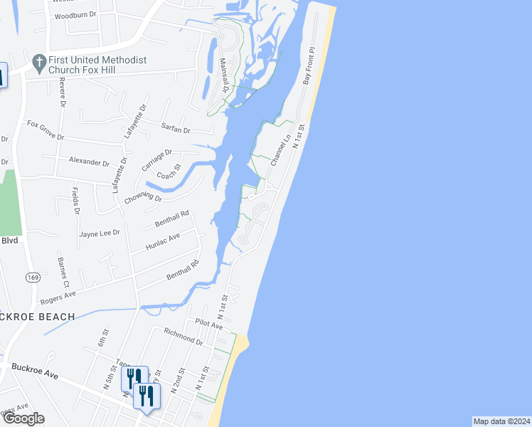 map of restaurants, bars, coffee shops, grocery stores, and more near 1024 High Dunes Quay in Hampton