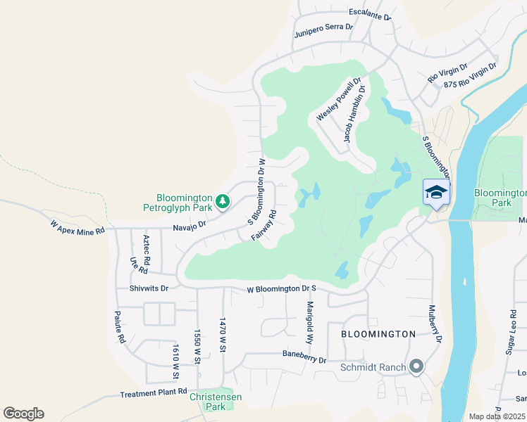 map of restaurants, bars, coffee shops, grocery stores, and more near 3273 S Bloomington Drive West in St. George