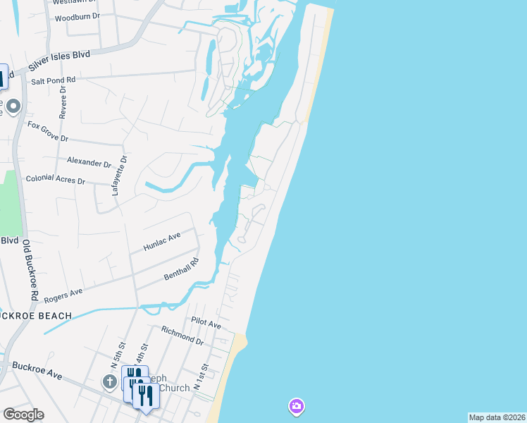 map of restaurants, bars, coffee shops, grocery stores, and more near 1026 High Dunes Quay in Hampton