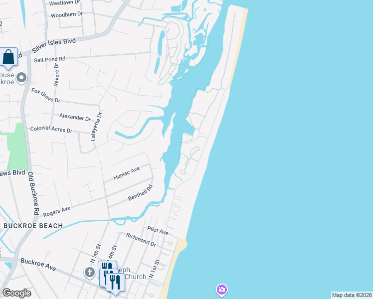 map of restaurants, bars, coffee shops, grocery stores, and more near 1003 High Dunes Quay in Hampton