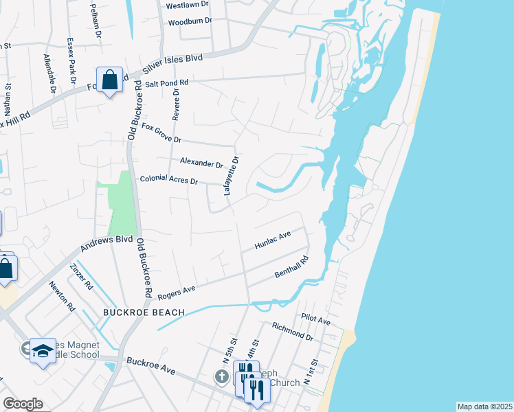 map of restaurants, bars, coffee shops, grocery stores, and more near 6 Stirrup Court in Hampton