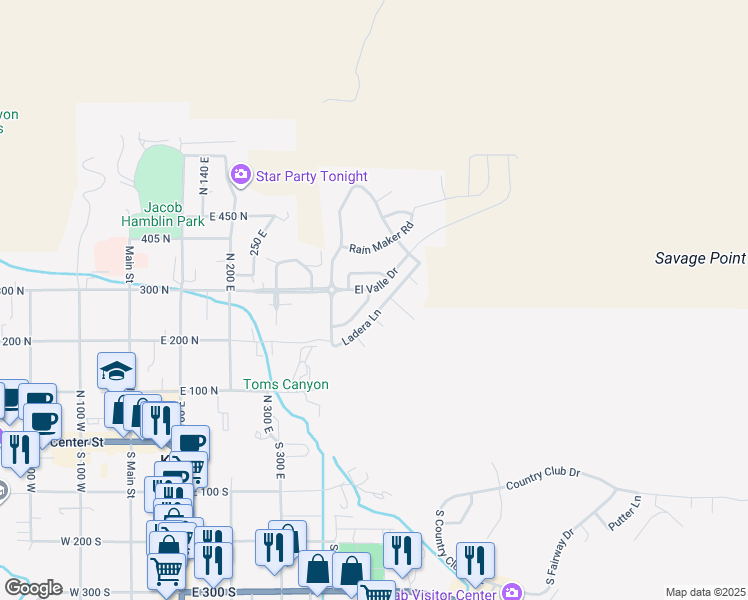 map of restaurants, bars, coffee shops, grocery stores, and more near 500 Mohawk Drive in Kanab