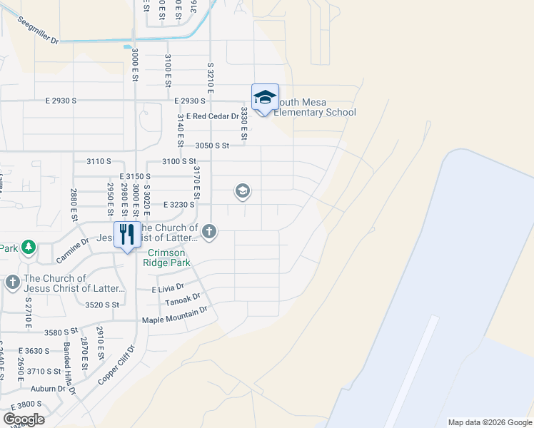 map of restaurants, bars, coffee shops, grocery stores, and more near 3249 South 3350 East in St. George