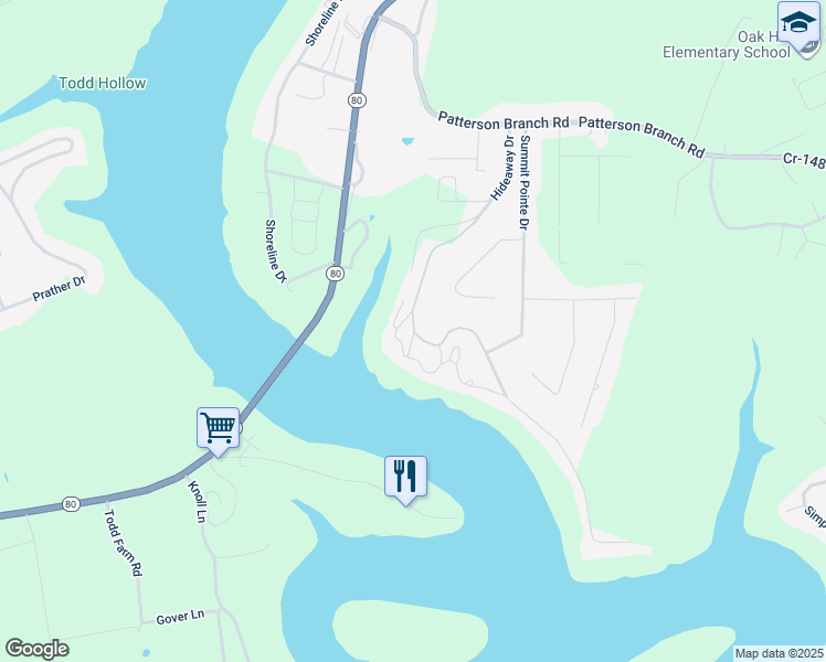map of restaurants, bars, coffee shops, grocery stores, and more near 695 Hideaway Drive in Somerset