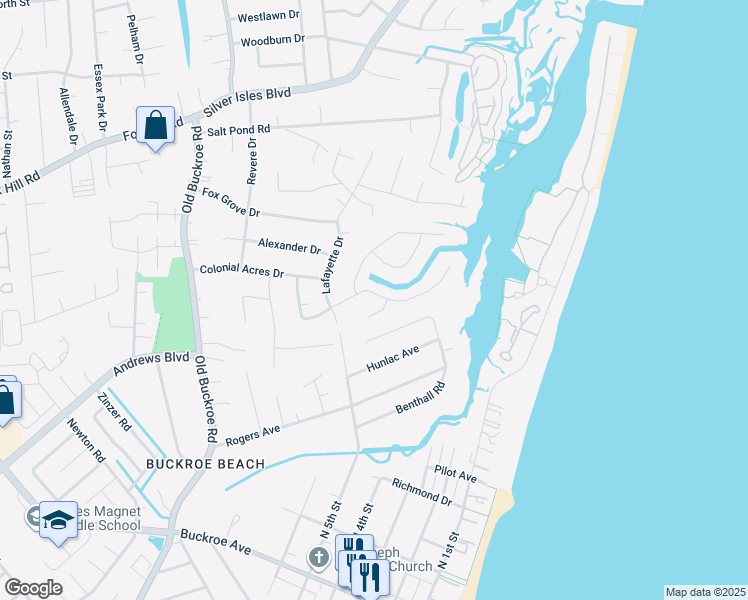 map of restaurants, bars, coffee shops, grocery stores, and more near 40 Chowning Drive in Hampton