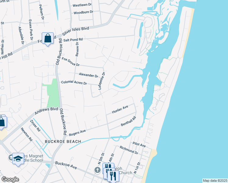 map of restaurants, bars, coffee shops, grocery stores, and more near 40 Chowning Drive in Hampton