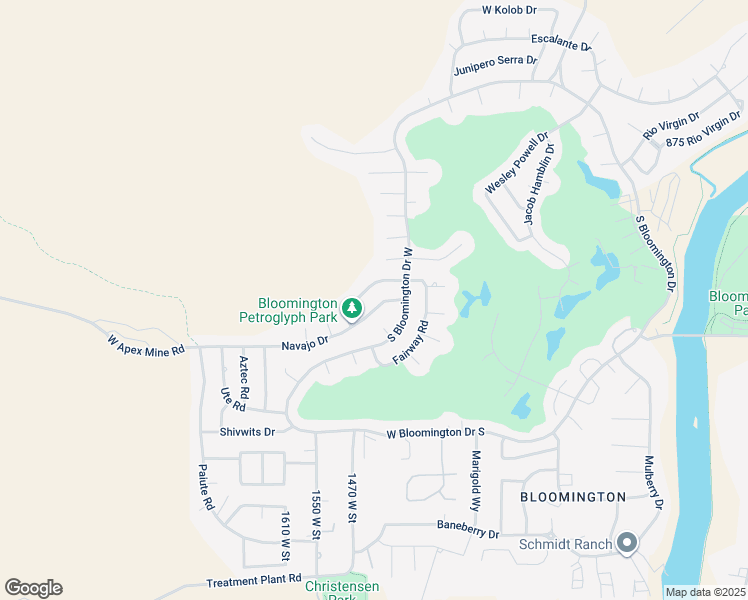 map of restaurants, bars, coffee shops, grocery stores, and more near 1430 Navajo Drive in St. George