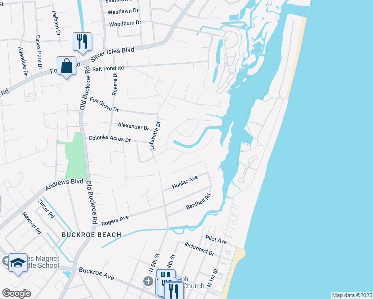 map of restaurants, bars, coffee shops, grocery stores, and more near 49 Chowning Drive in Hampton