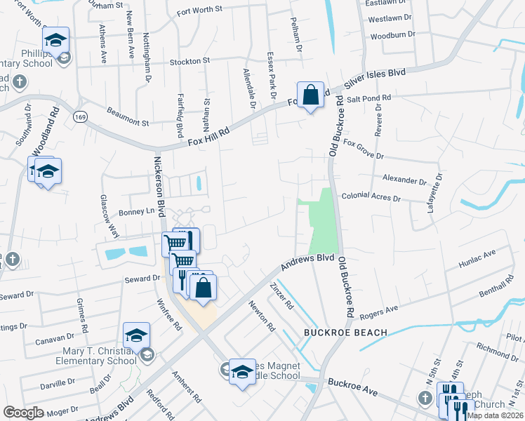 map of restaurants, bars, coffee shops, grocery stores, and more near 10 Manilla Lane in Hampton