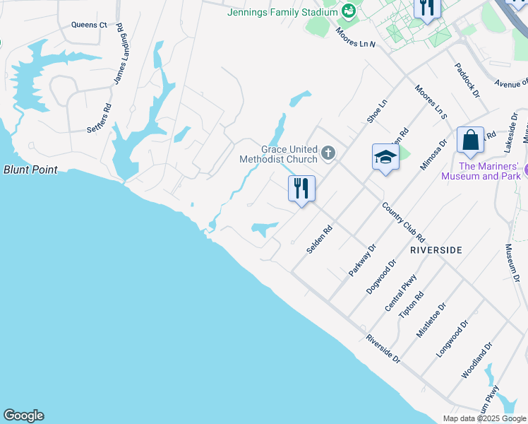 map of restaurants, bars, coffee shops, grocery stores, and more near 1211 Mallicotte Lane in Newport News