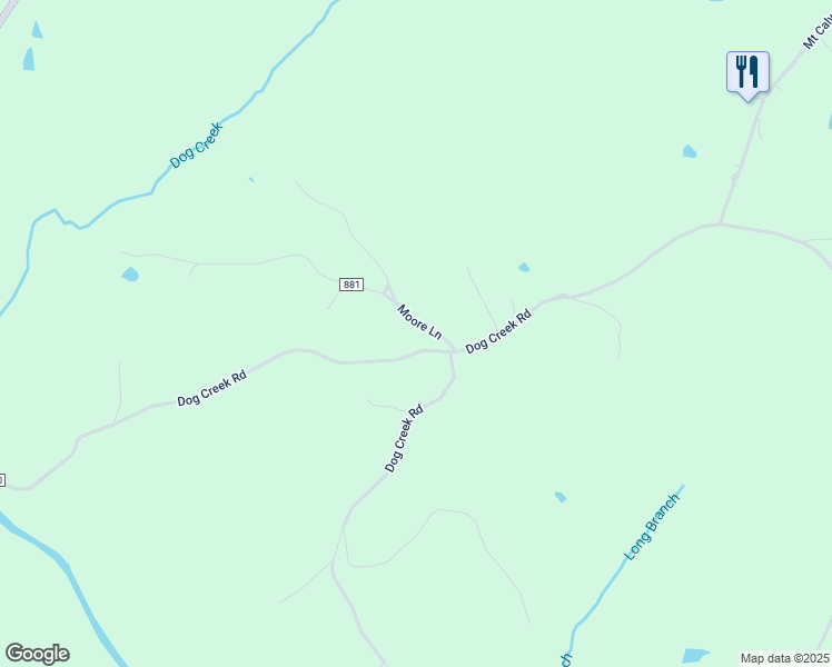 map of restaurants, bars, coffee shops, grocery stores, and more near 148 Moore Lane in Brookneal