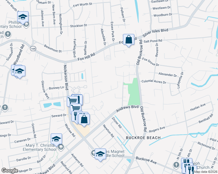 map of restaurants, bars, coffee shops, grocery stores, and more near 10 Manilla Lane in Hampton