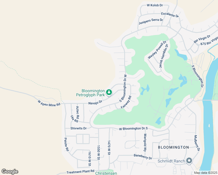 map of restaurants, bars, coffee shops, grocery stores, and more near 1464 Geronimo Road in St. George