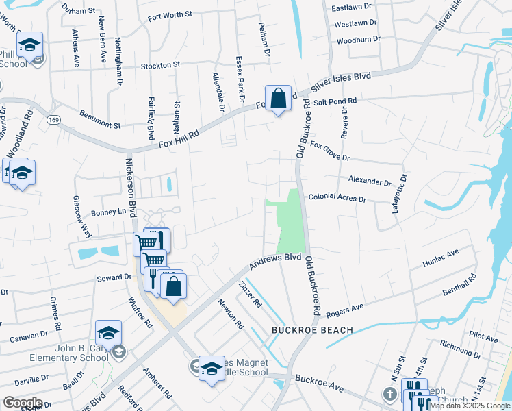 map of restaurants, bars, coffee shops, grocery stores, and more near 70 Manilla Lane in Hampton