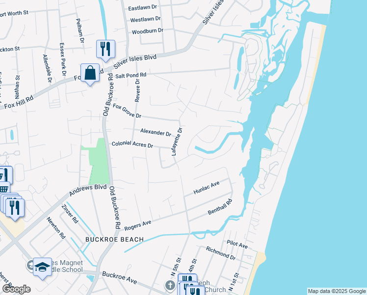 map of restaurants, bars, coffee shops, grocery stores, and more near 1755 Carriage Drive in Hampton