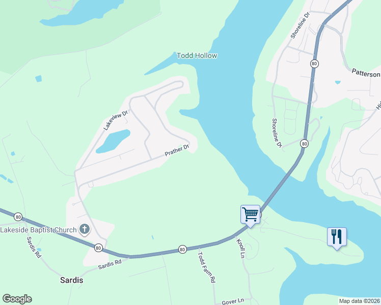 map of restaurants, bars, coffee shops, grocery stores, and more near 760 Prather Drive in Nancy