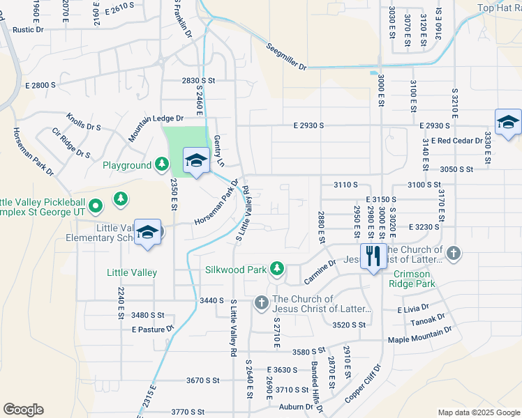 map of restaurants, bars, coffee shops, grocery stores, and more near 2669 East 3200 South in St. George