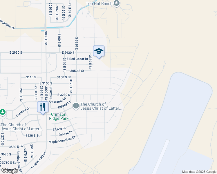 map of restaurants, bars, coffee shops, grocery stores, and more near 3425 East 3180 South in Washington