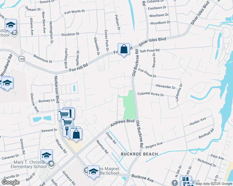 map of restaurants, bars, coffee shops, grocery stores, and more near 74 Manilla Lane in Hampton