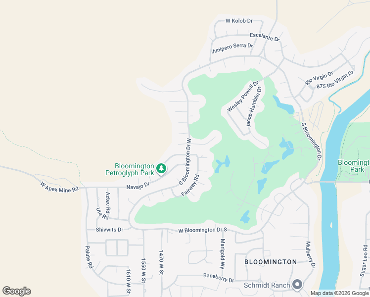 map of restaurants, bars, coffee shops, grocery stores, and more near 1356 Fairway Road in St. George
