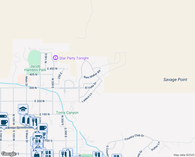 map of restaurants, bars, coffee shops, grocery stores, and more near 588 El Valle Drive in Kanab