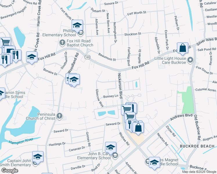 map of restaurants, bars, coffee shops, grocery stores, and more near 13 Perth Place in Hampton