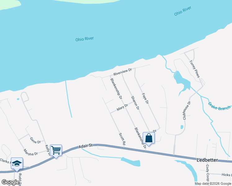 map of restaurants, bars, coffee shops, grocery stores, and more near 499 Cindy Drive in Ledbetter