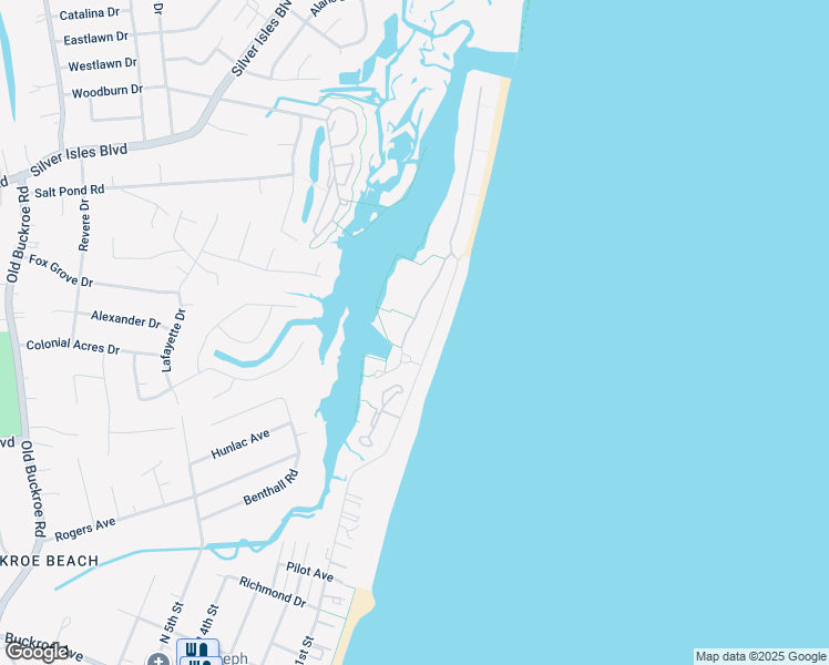 map of restaurants, bars, coffee shops, grocery stores, and more near 33 Channel Lane in Hampton