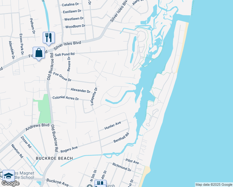 map of restaurants, bars, coffee shops, grocery stores, and more near 11 Coach Street in Hampton